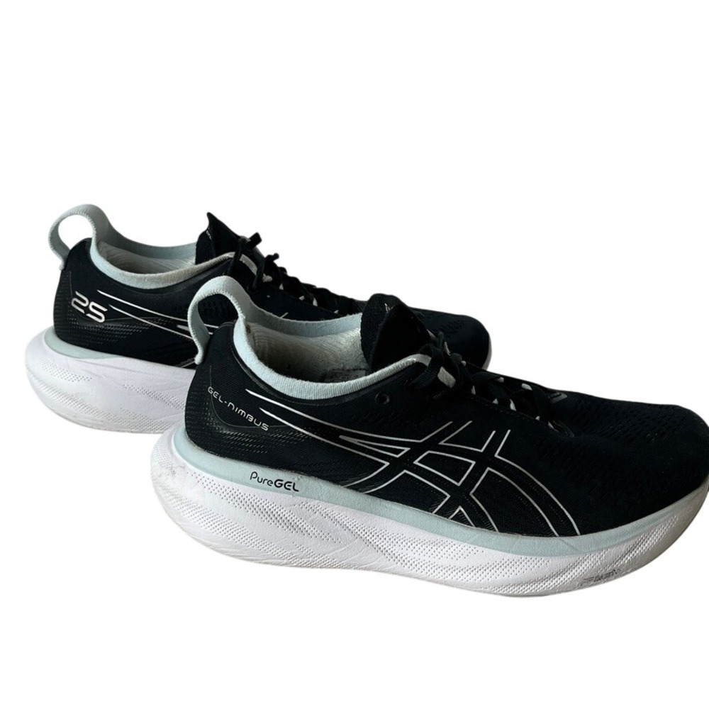 ASICS Gel Nimbus 25 Running Shoes Mesh Cushioned Black Silver‎ Womens 9
